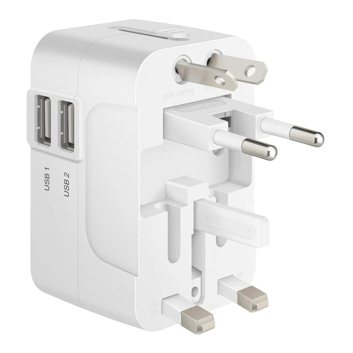 Adaptador universal de contactos para viaje con cargador USB doble