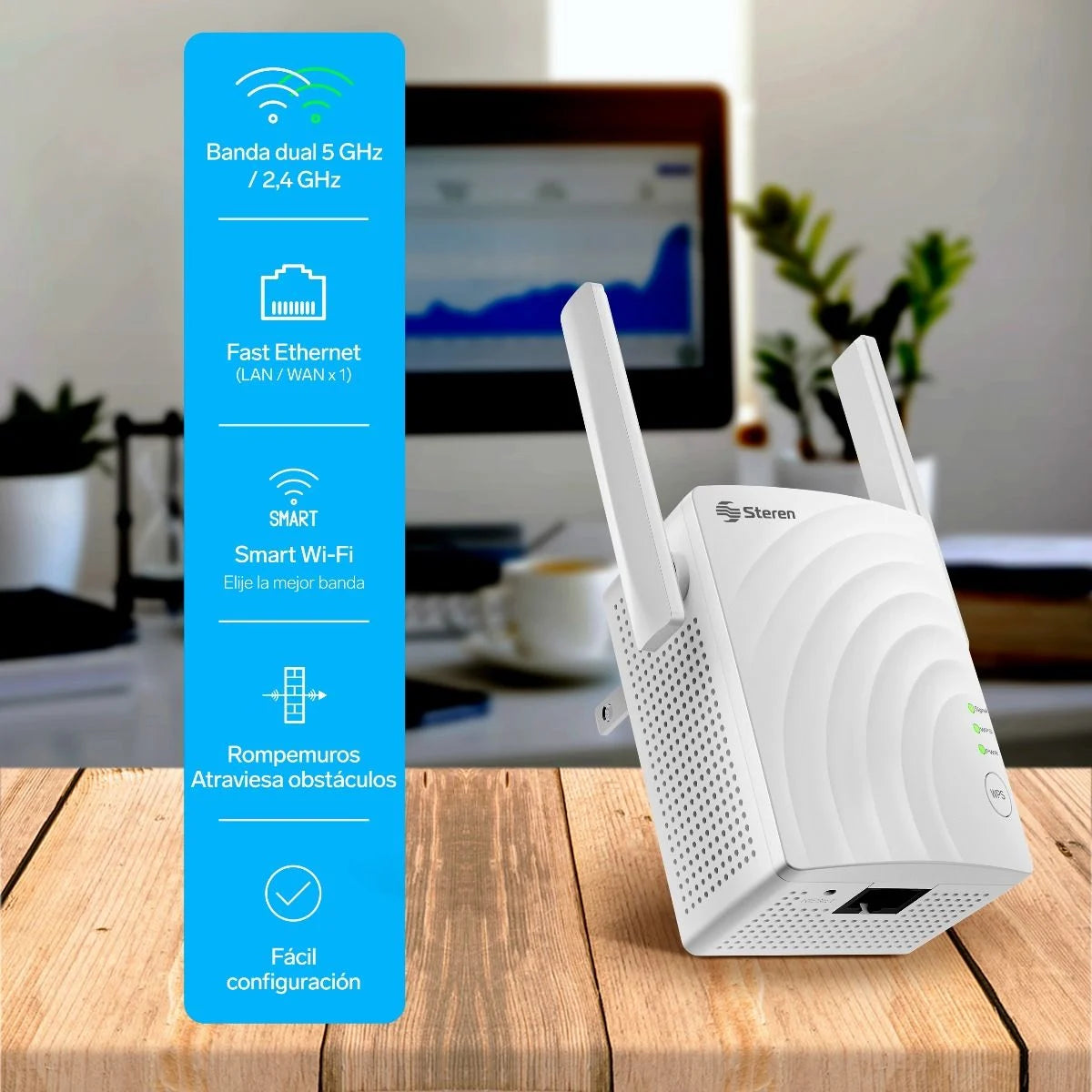 Repetidor Wi-Fi AC1200 2,4 GHz y 5 GHz, hasta 40 m de cobertura
