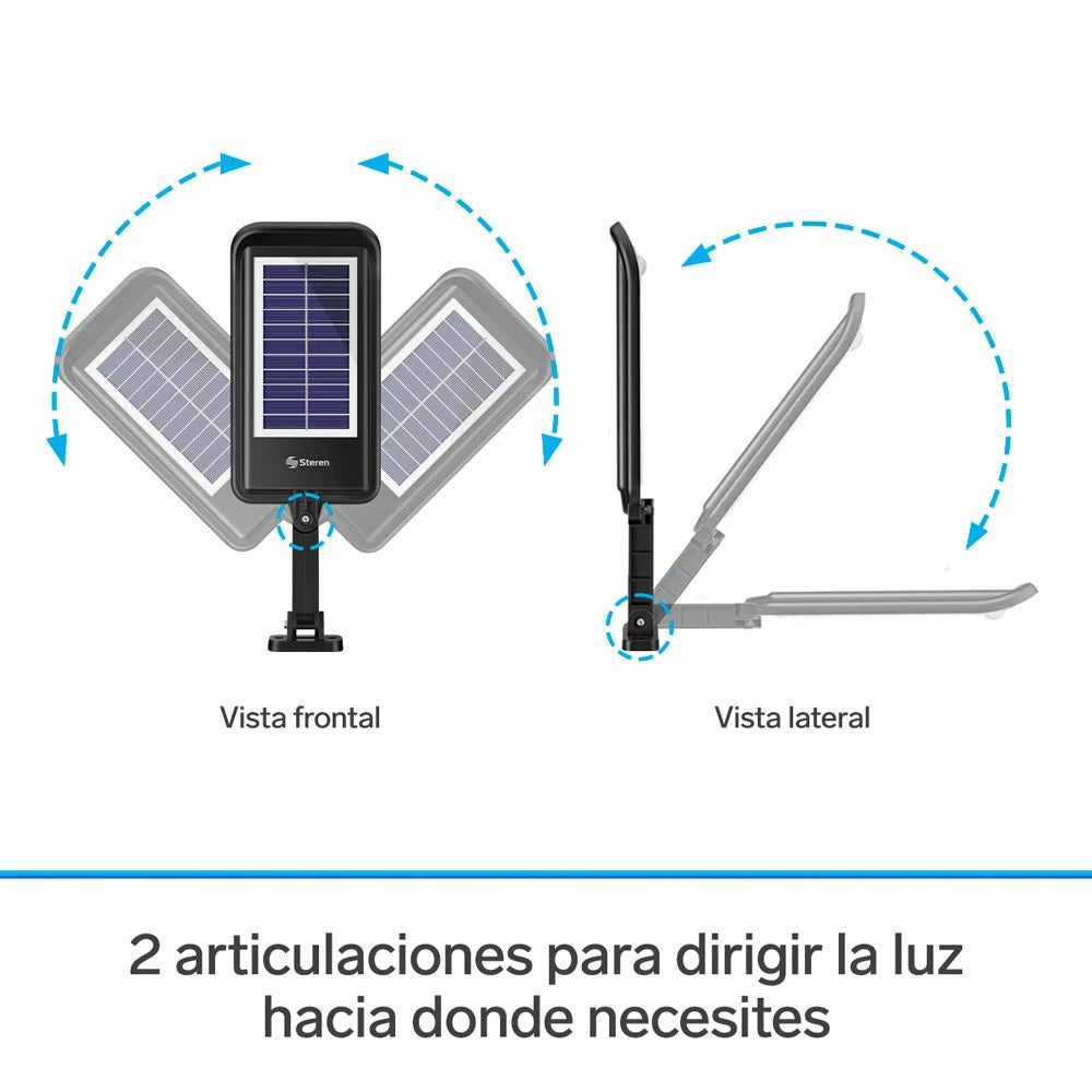 Lámpara LED con sensor de movimiento, panel solar y batería recargable