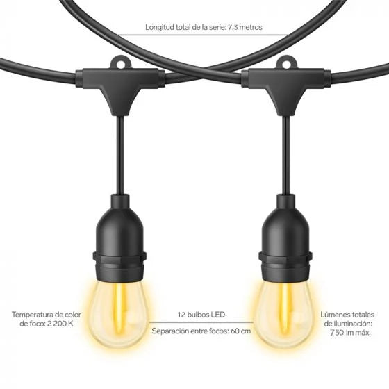 Serie LED de jardín de 12 focos para exterior