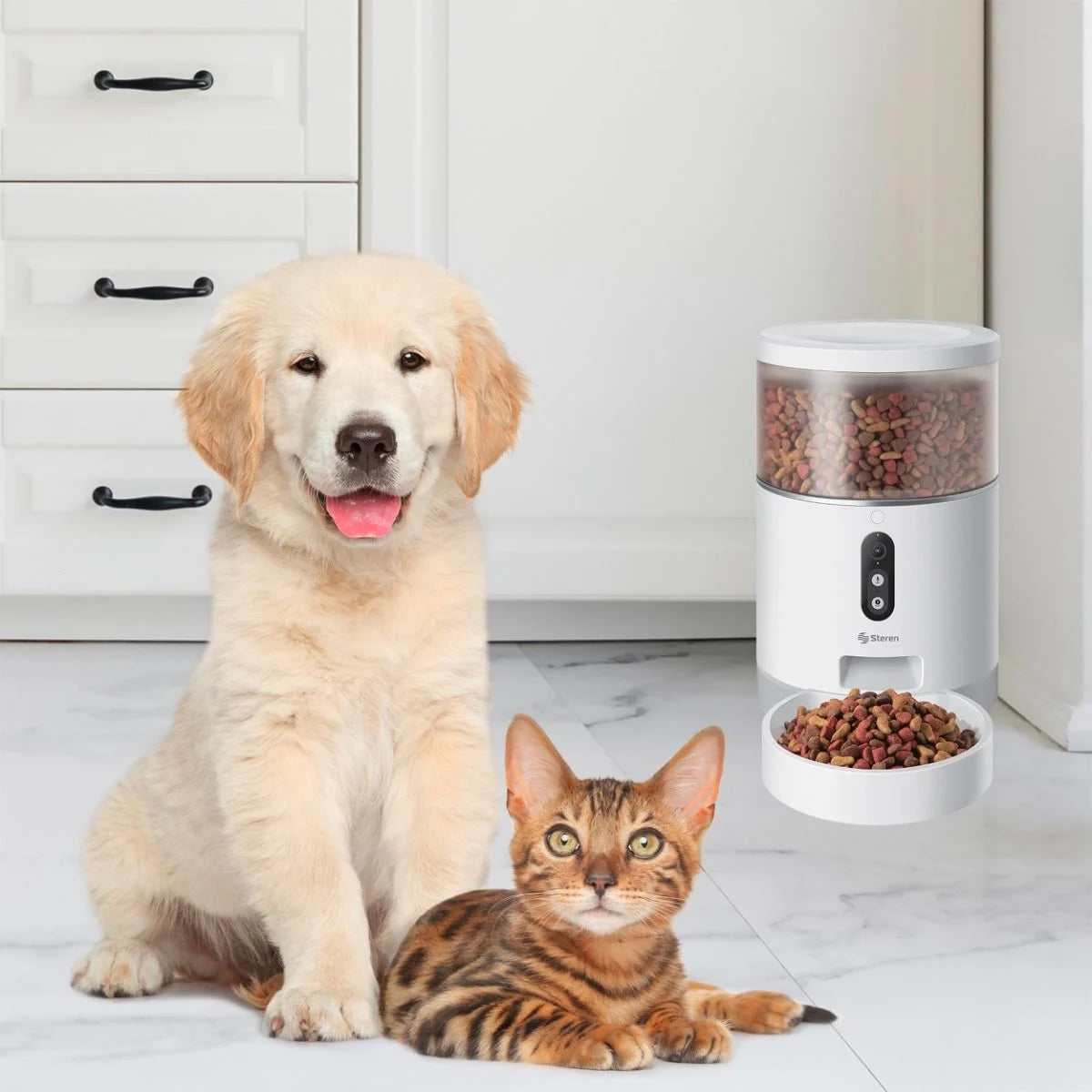 Dispensador Wi-Fi de alimento para mascotas con cámara UHD 2K y grabador de voz