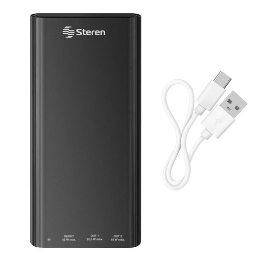 Power Bank de 18,000 mAh PD 45 W / QC 22,5 W con 1 salida USB C y 2 salidas USB